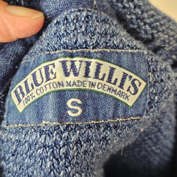 Blue Willi's cotton Indigo dyed roll neck oversized pullover sweater size Small - Picture 7 of 11